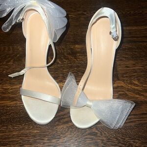 Ivory bow bridal heels